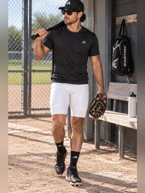 Adams Men’s White Baseball Sliding Compression Shorts Size L